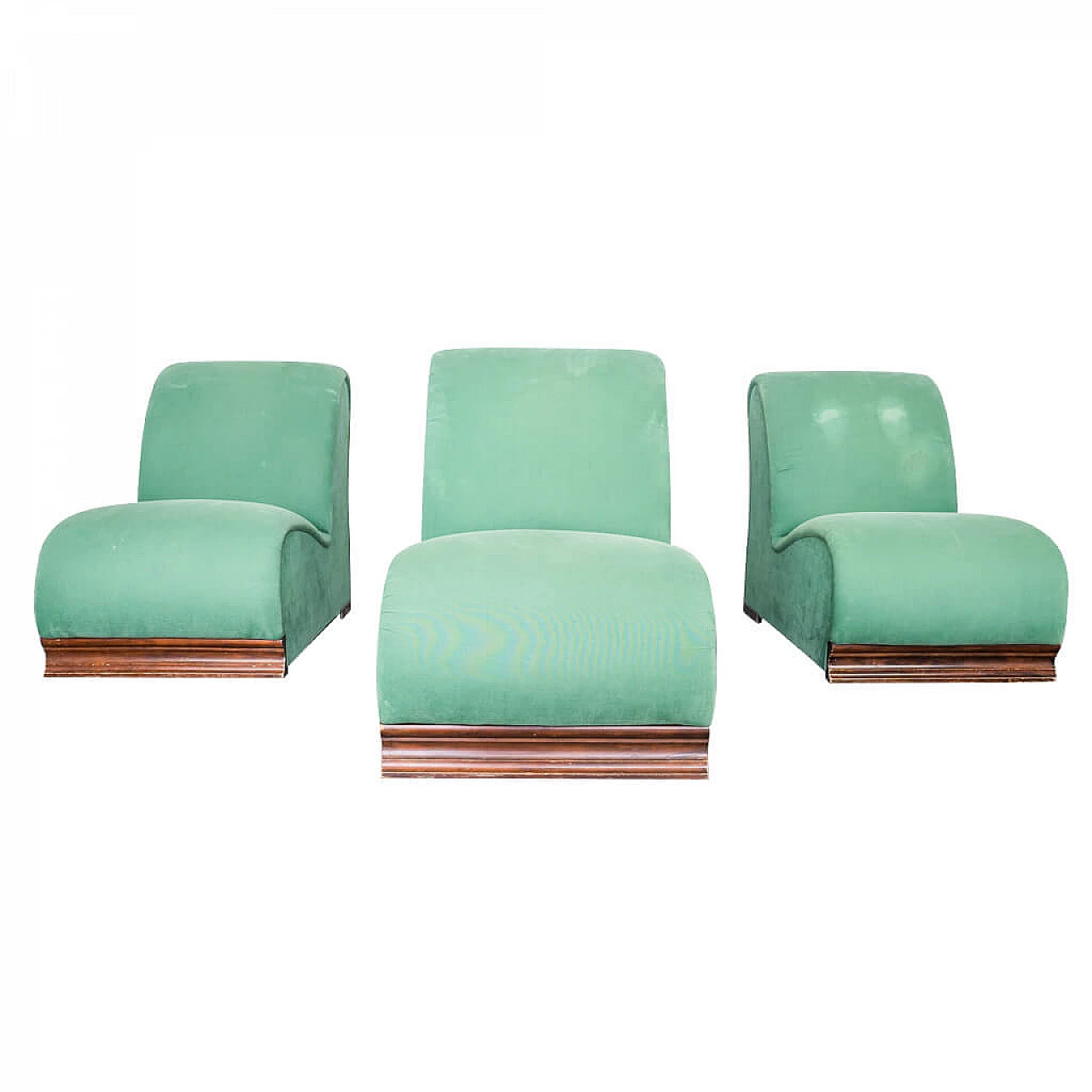 3 Green modular armchairs, 70s 1227092