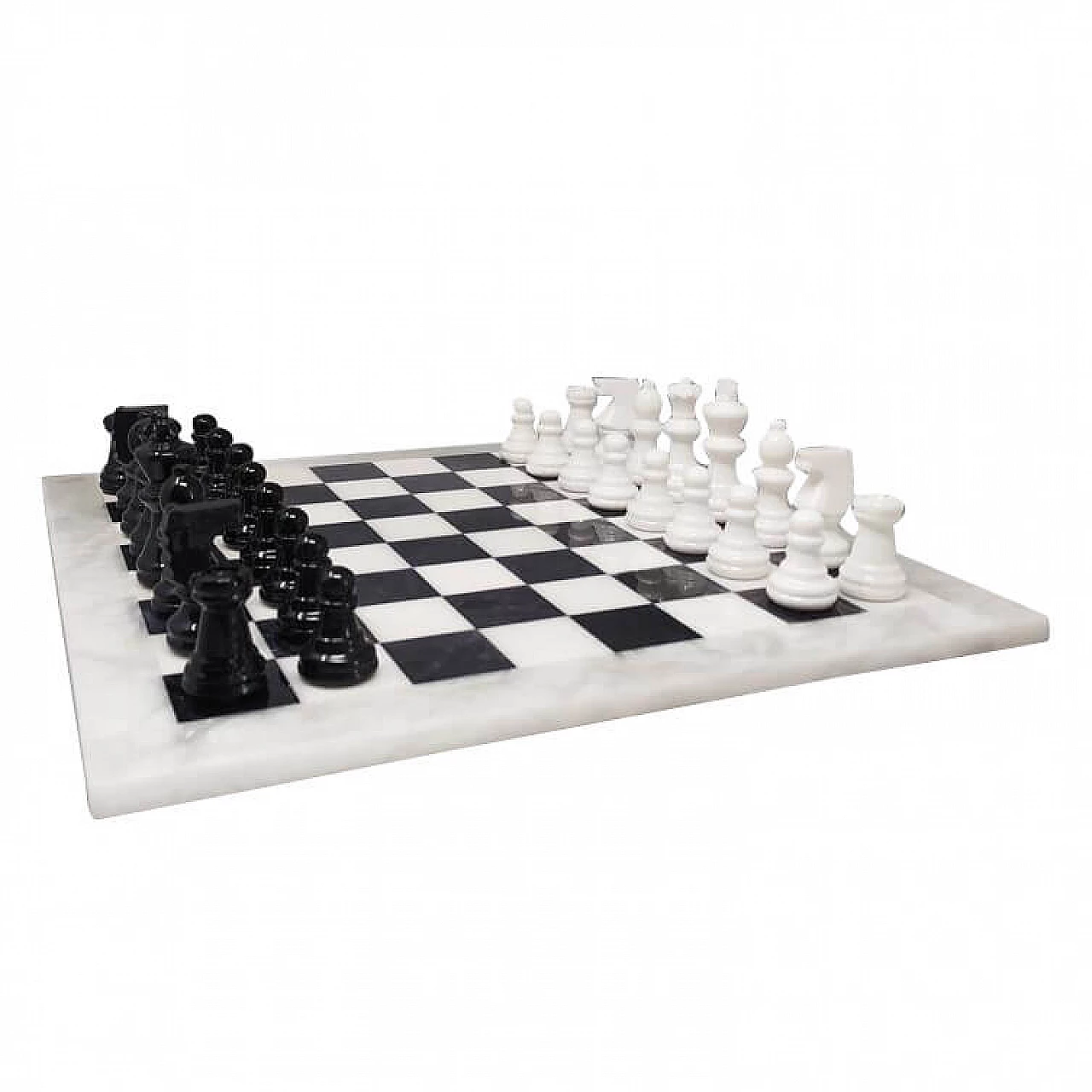 Black and white alabaster chessboard from Volterra, 1970s 1227110