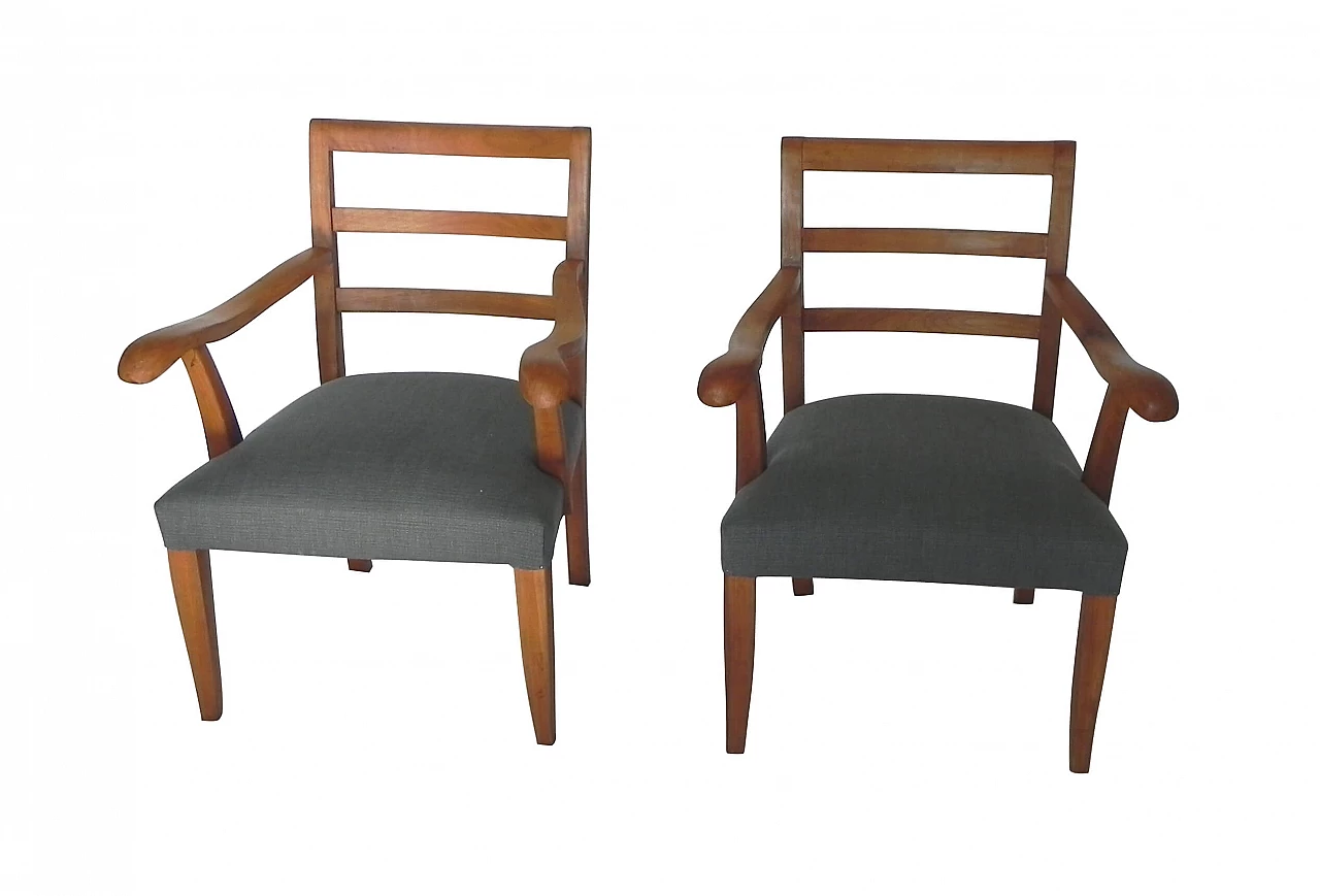 Pair of armchairs in cherry wood, 70s 1227132