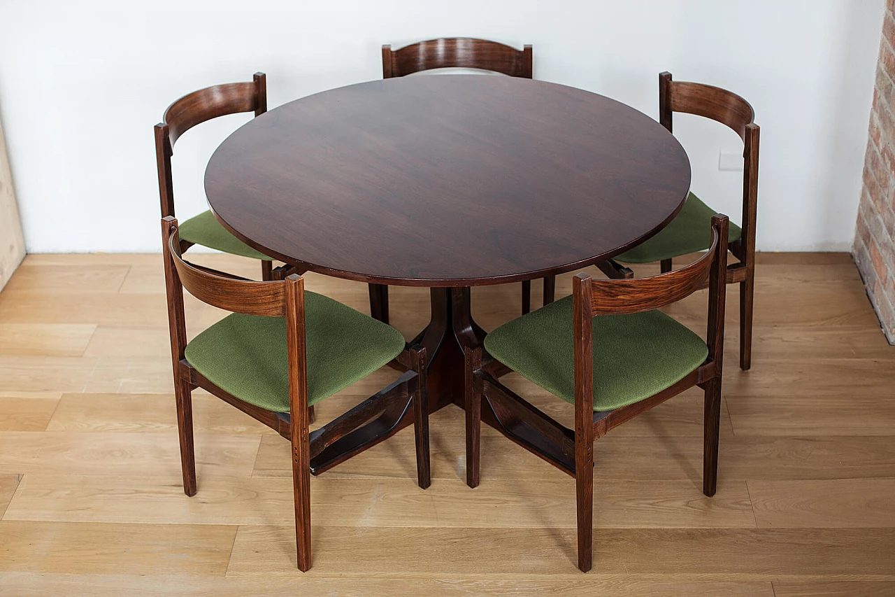 Round table 522 by Gianfranco Frattini for Bernini with 5 Chairs 101 by Gianfranco Frattini for Cassina, 60s 1227301