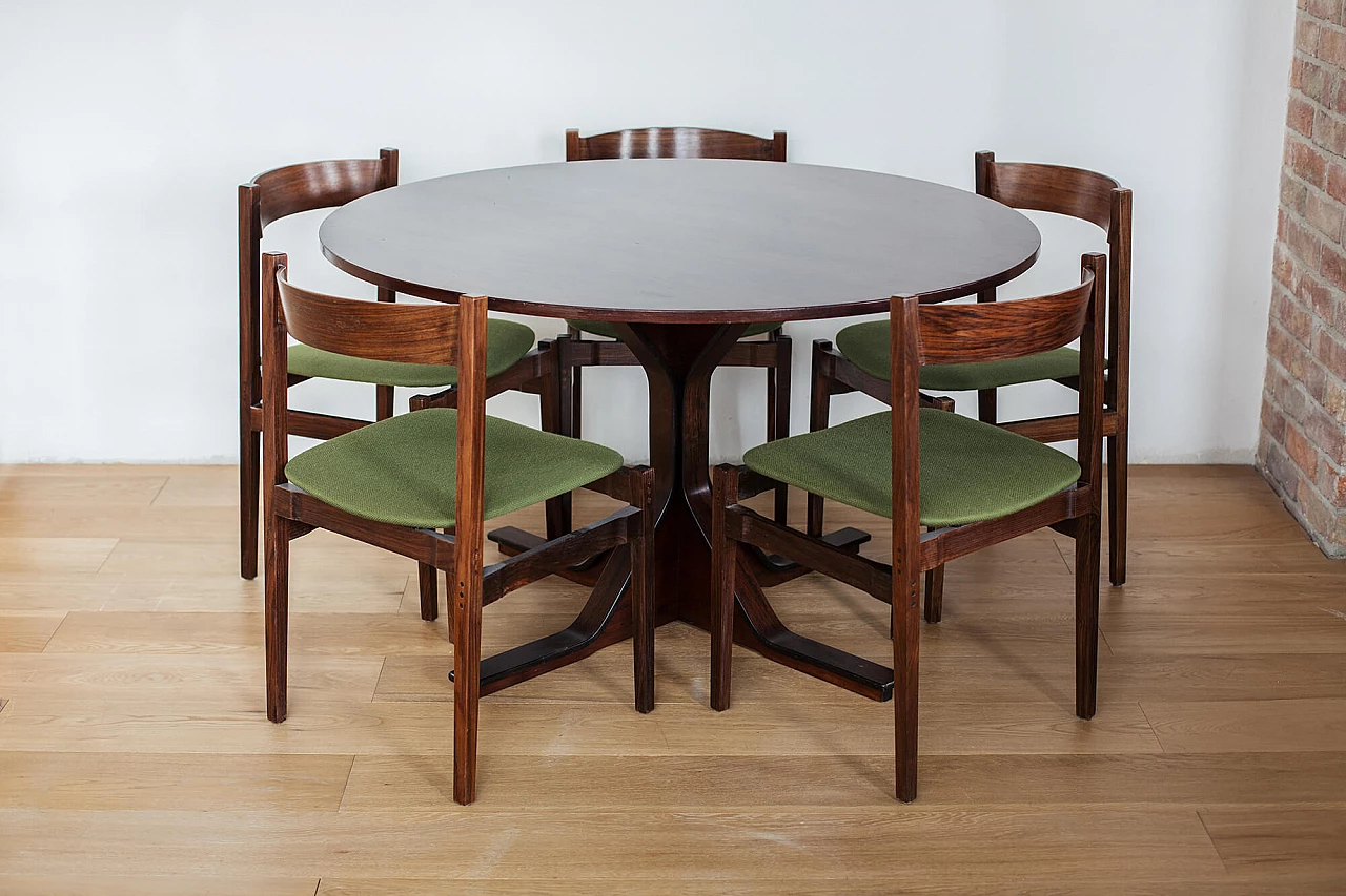 Round table 522 by Gianfranco Frattini for Bernini with 5 Chairs 101 by Gianfranco Frattini for Cassina, 60s 1227302