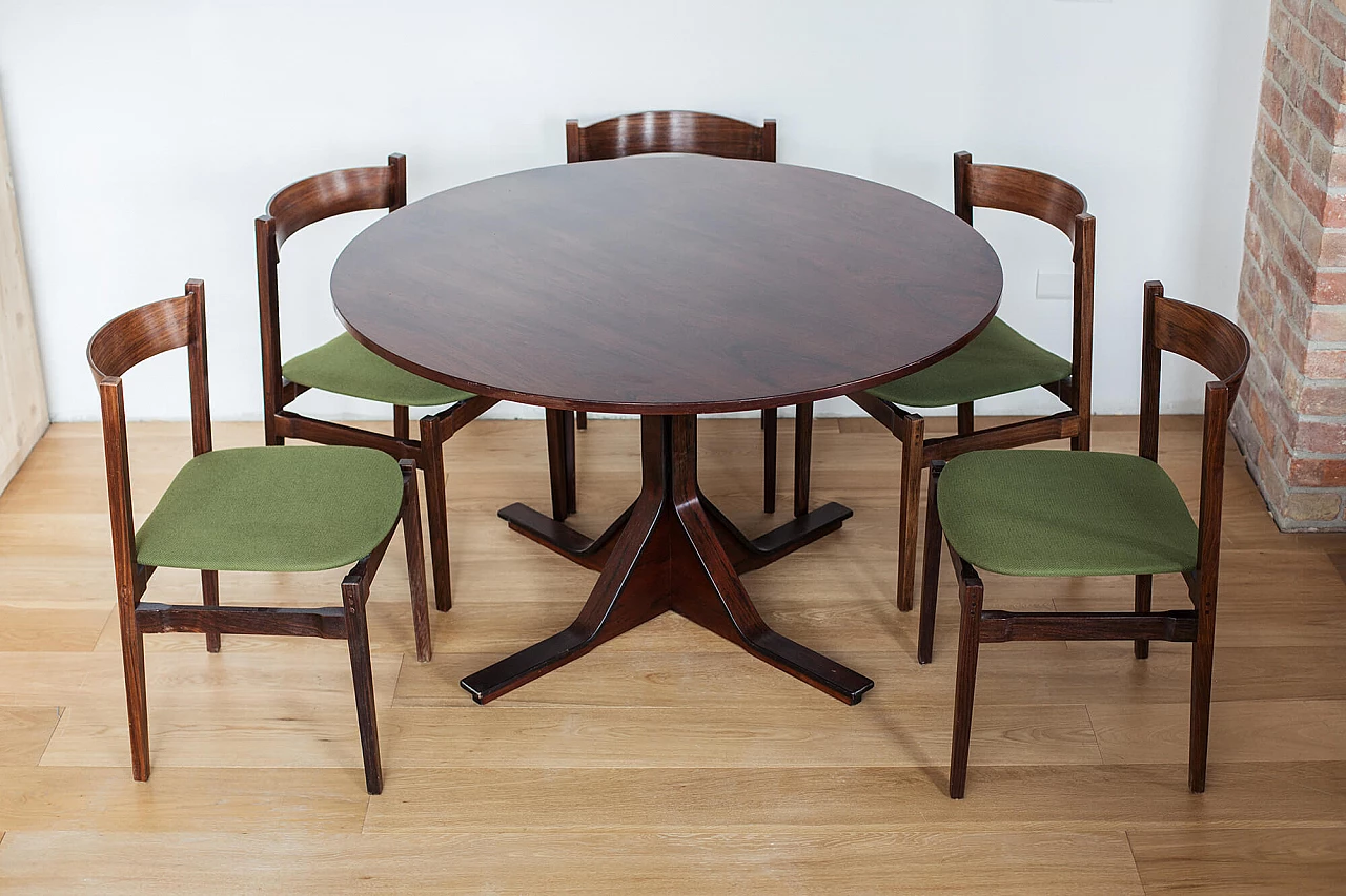 Round table 522 by Gianfranco Frattini for Bernini with 5 Chairs 101 by Gianfranco Frattini for Cassina, 60s 1227303