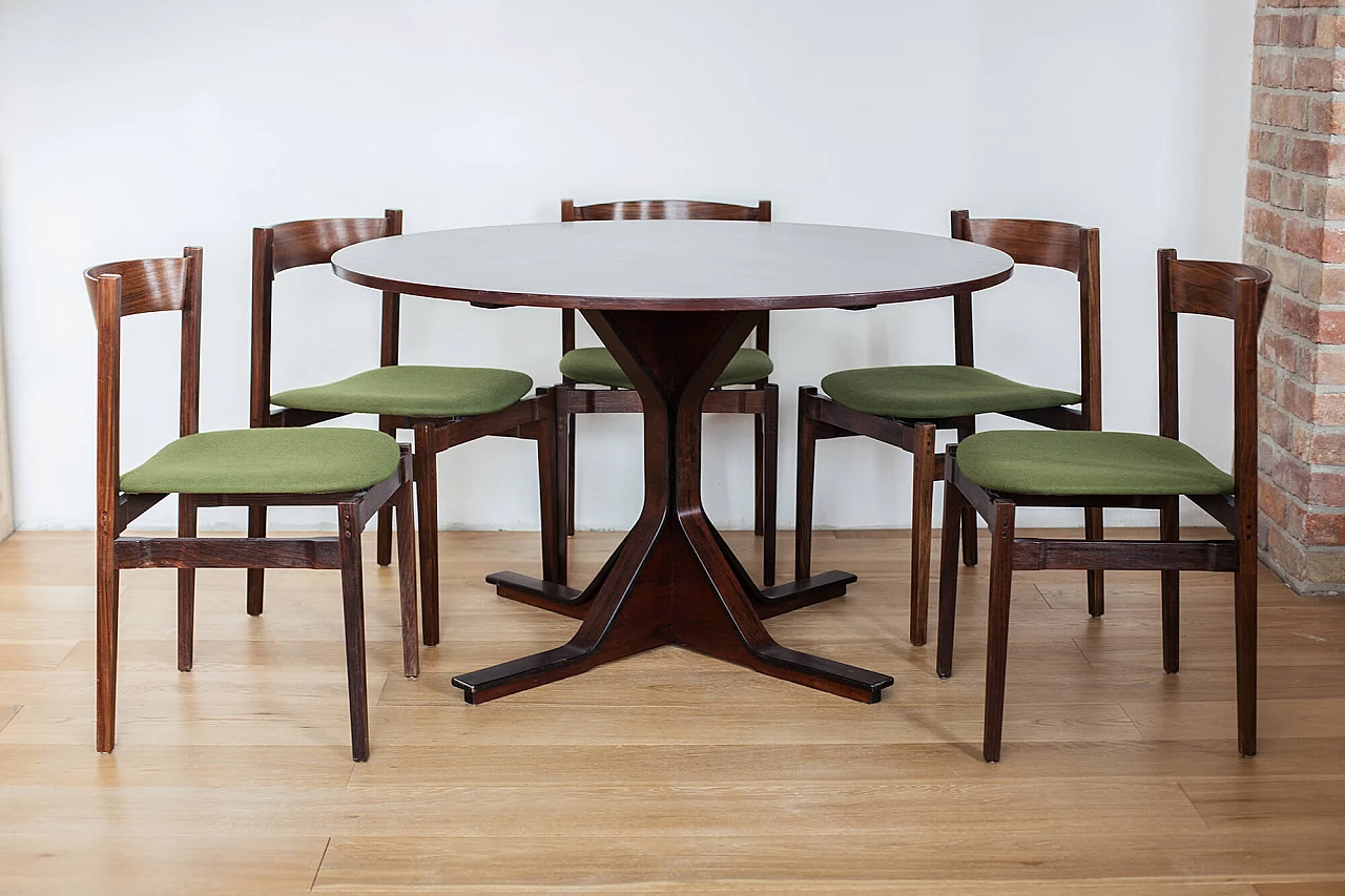 Round table 522 by Gianfranco Frattini for Bernini with 5 Chairs 101 by Gianfranco Frattini for Cassina, 60s 1227304