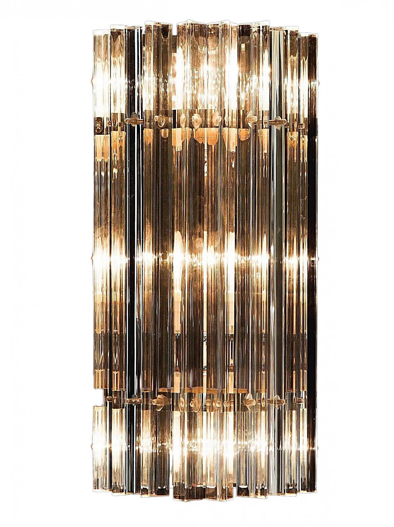 Coppia di applique a stecche in vetro di Murano e ottone 1227353