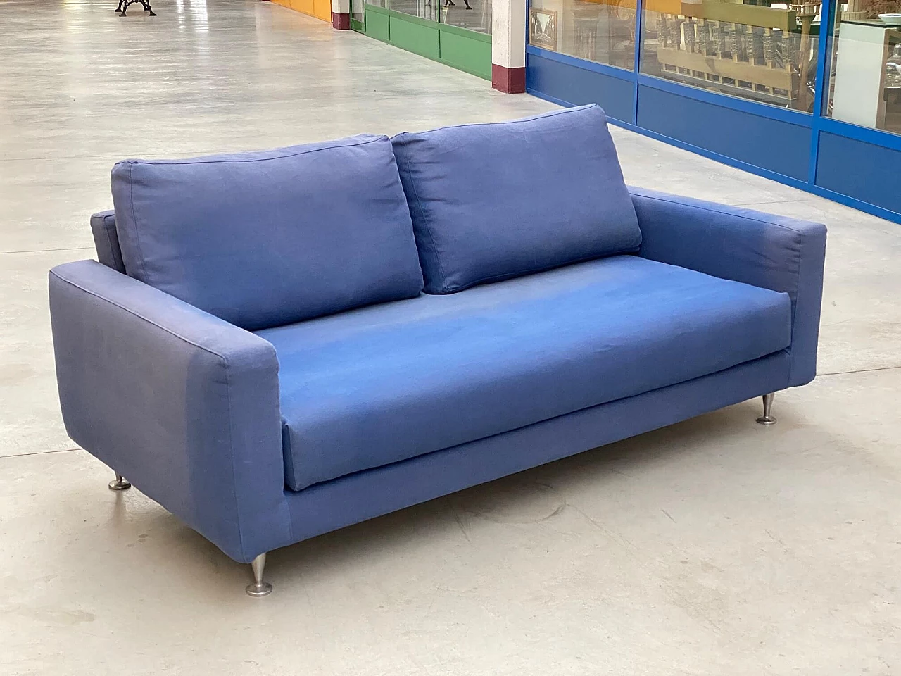 Fabric and steel sofa, 80s 1227463