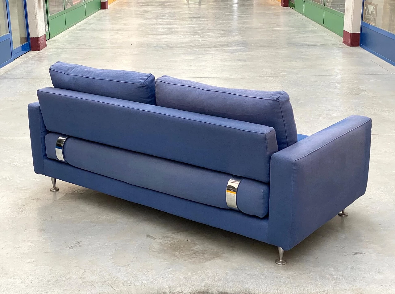 Fabric and steel sofa, 80s 1227470