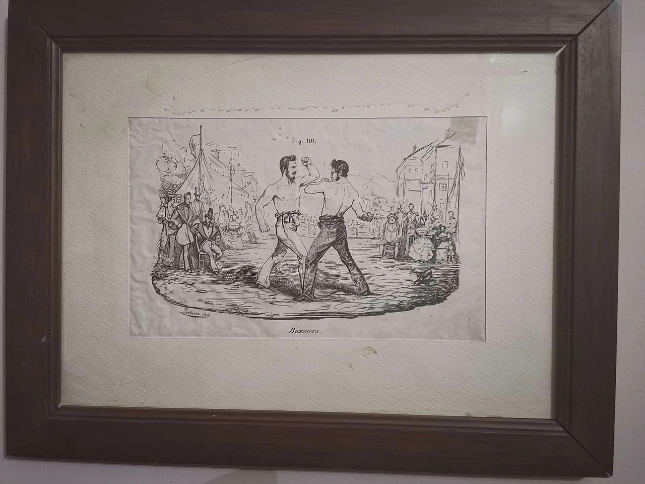 Framed illustration of Boxe subject, 19th century 1227578