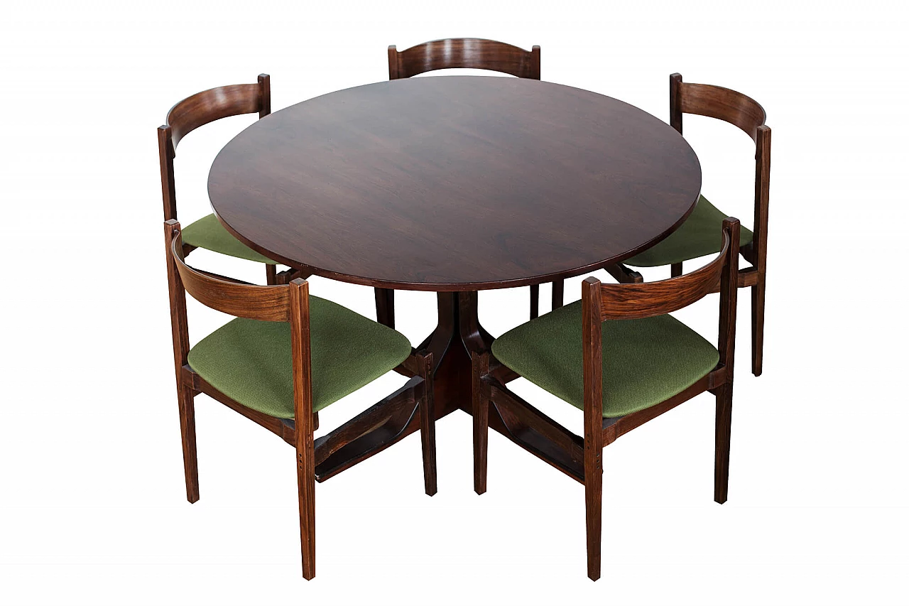 Round table 522 by Gianfranco Frattini for Bernini with 5 Chairs 101 by Gianfranco Frattini for Cassina, 60s 1227615