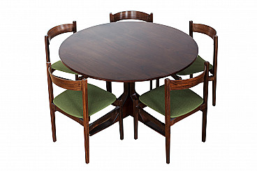 Round table 522 by Gianfranco Frattini for Bernini with 5 Chairs 101 by Gianfranco Frattini for Cassina, 60s