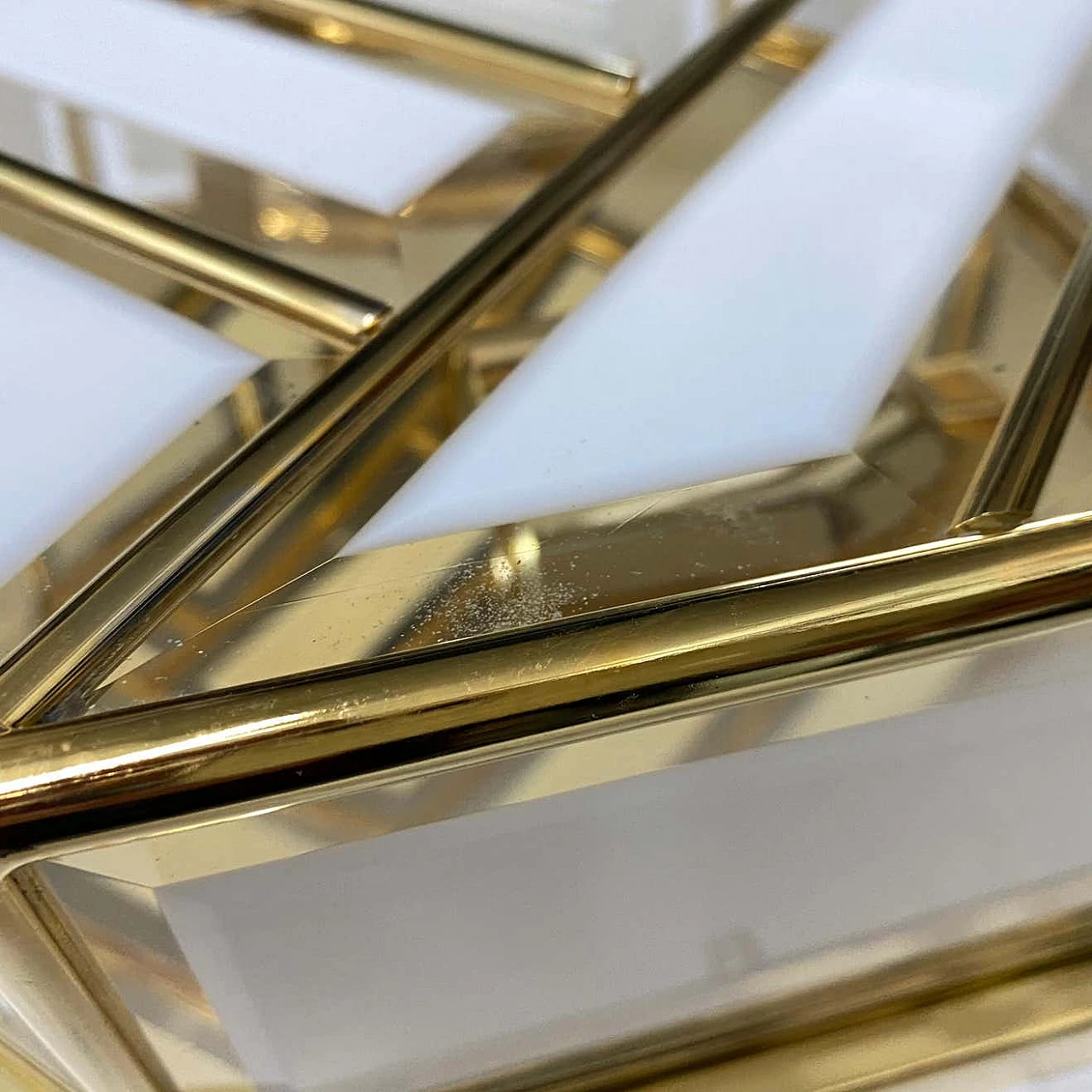 Plafoniera in ottone e vetro, anni '70 1227853