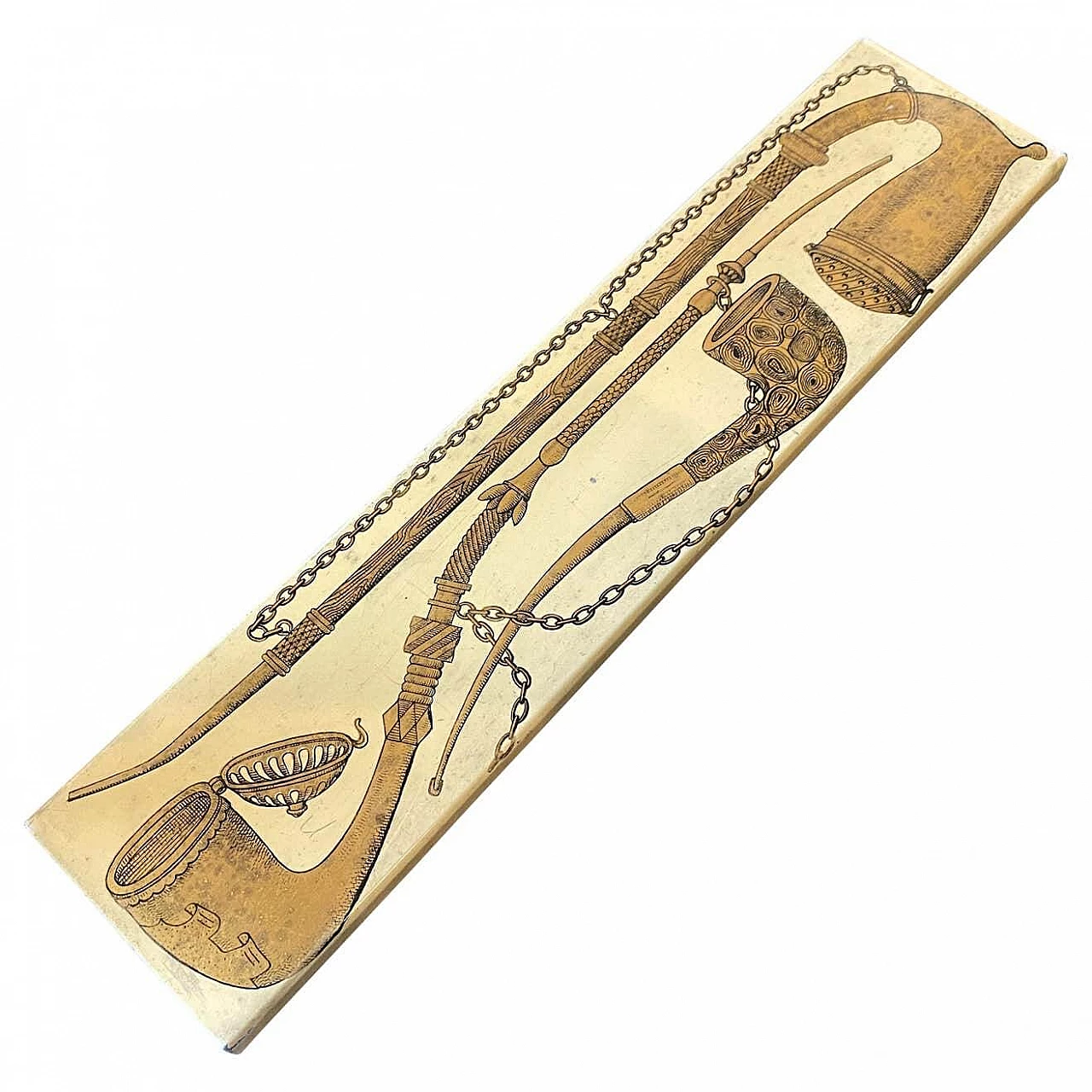 Cigarette box in enameled metal and brass by Piero Fornasetti, 50s 1227878