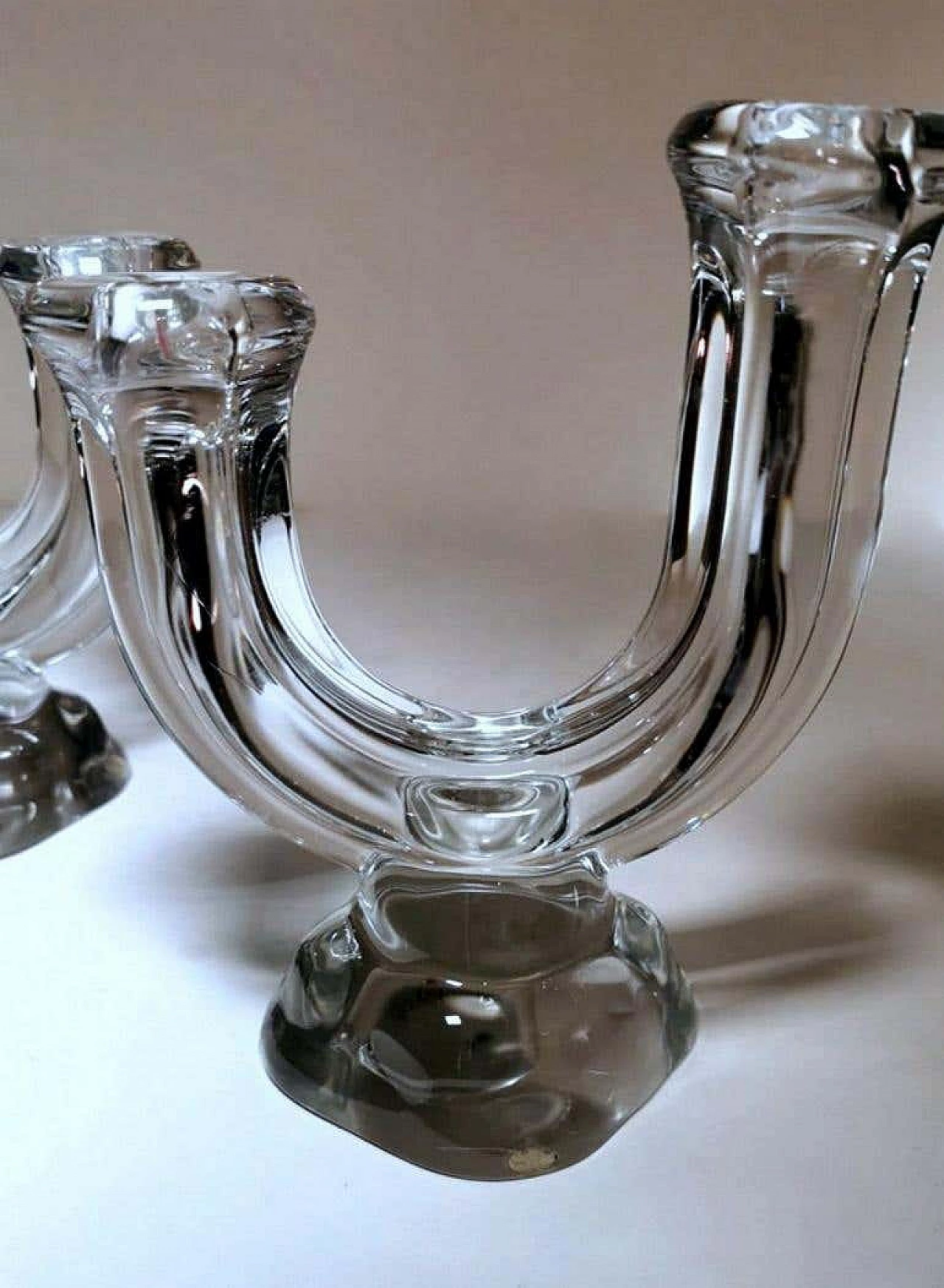 Pair of candlesticks in crystal by Cristal De Vannes, 60s 1227922