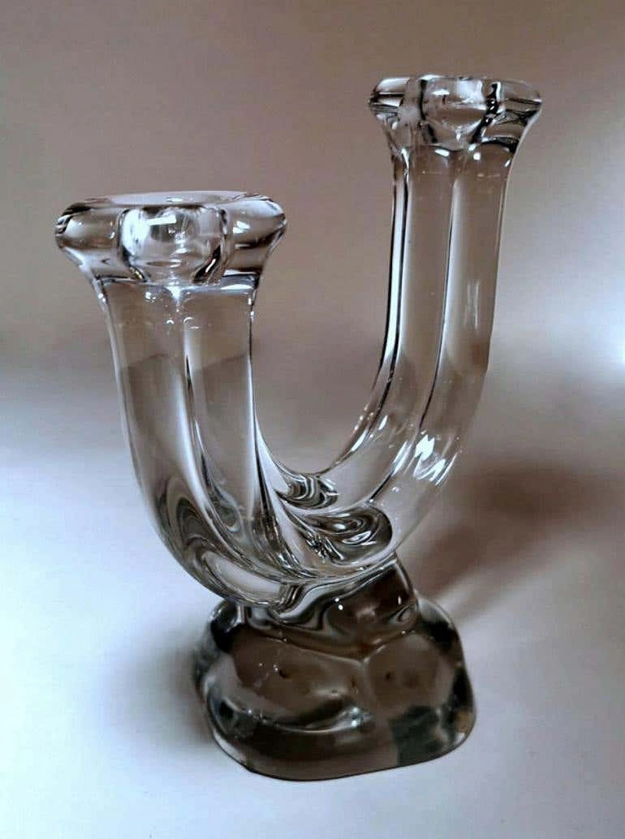 Pair of candlesticks in crystal by Cristal De Vannes, 60s 1227923
