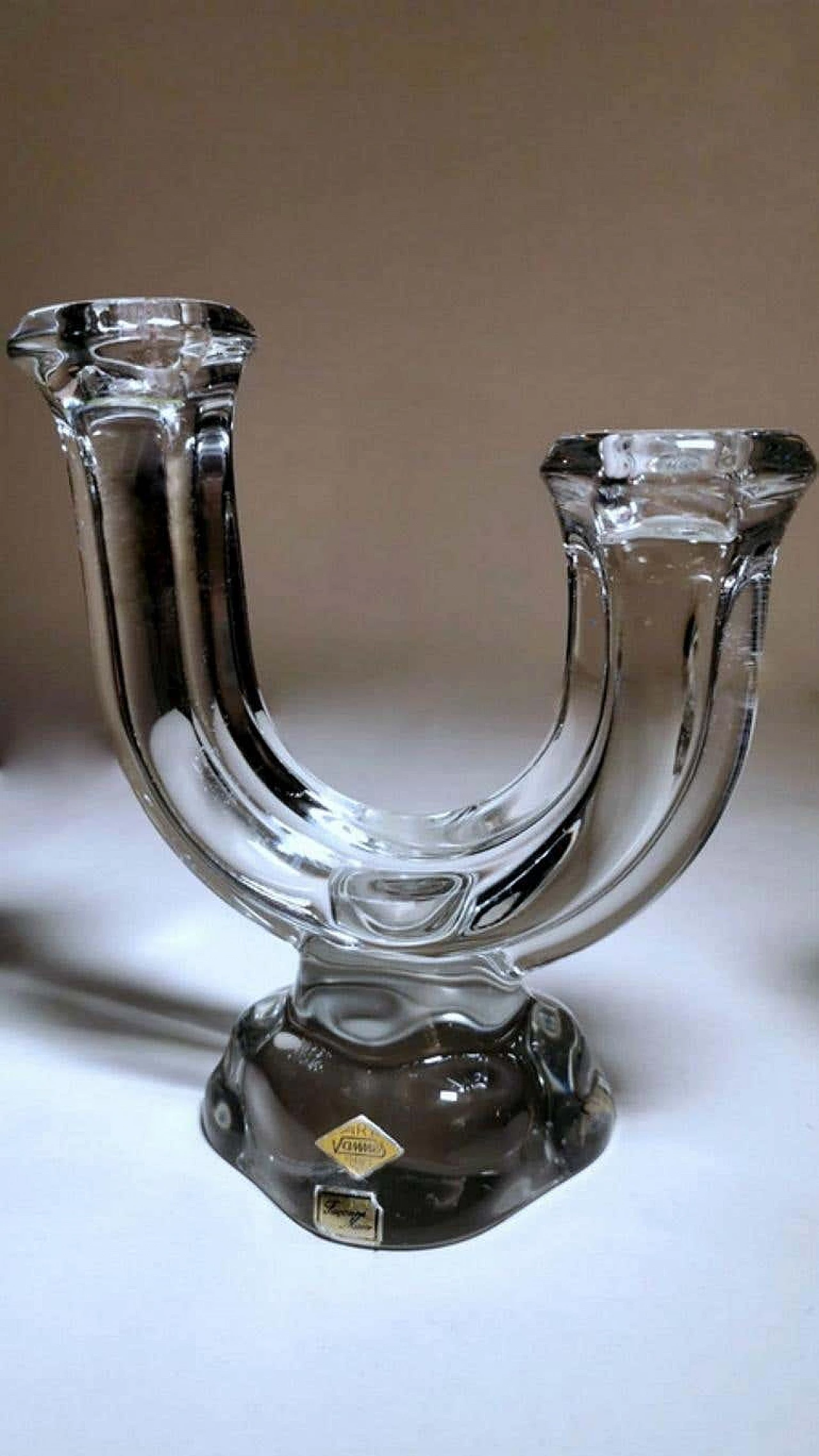Pair of candlesticks in crystal by Cristal De Vannes, 60s 1227925