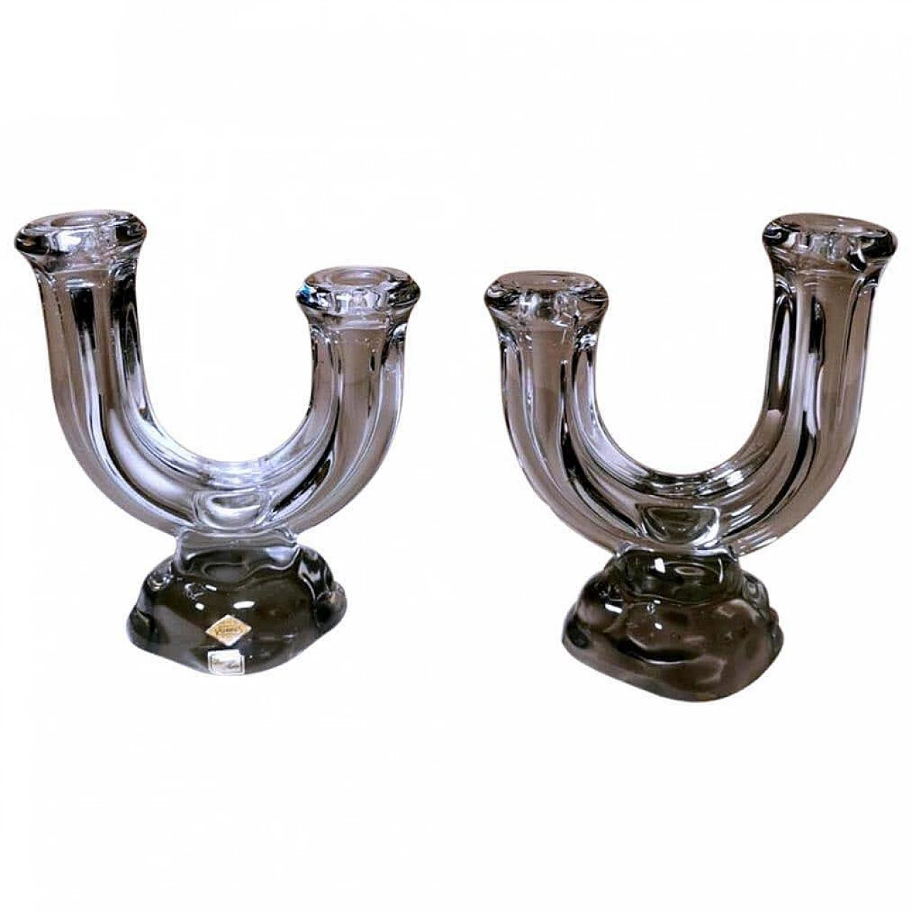 Pair of candlesticks in crystal by Cristal De Vannes, 60s 1227930