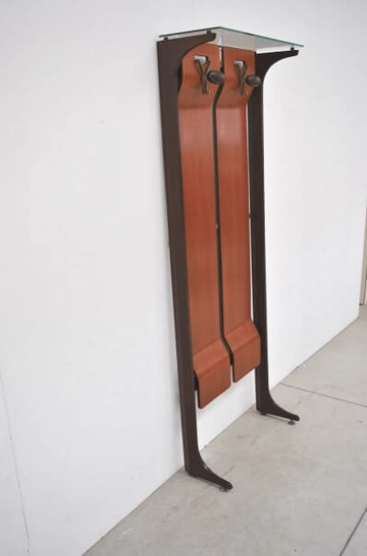 Coat stand in wood and glass by Gianfranco Frattini, 60s 1227947