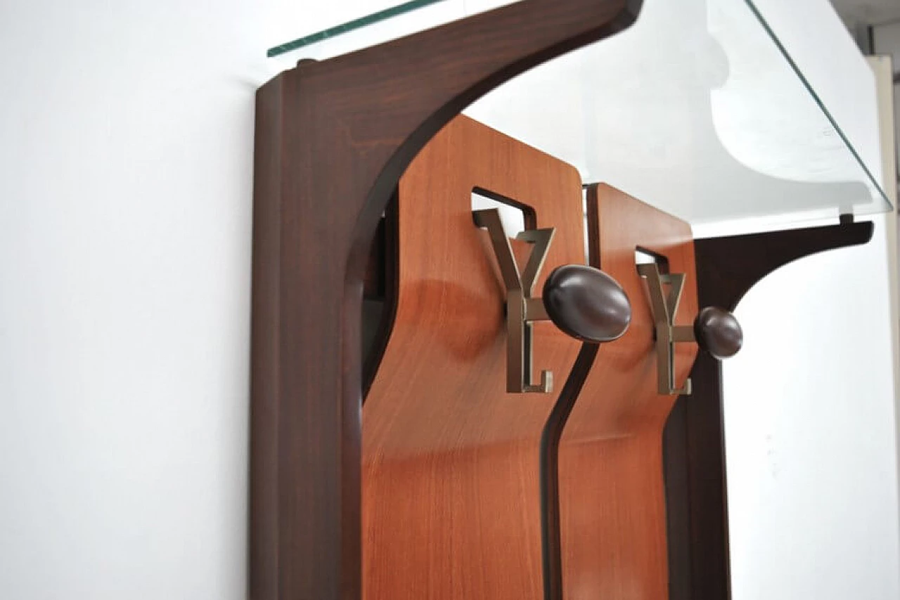 Coat stand in wood and glass by Gianfranco Frattini, 60s 1227949