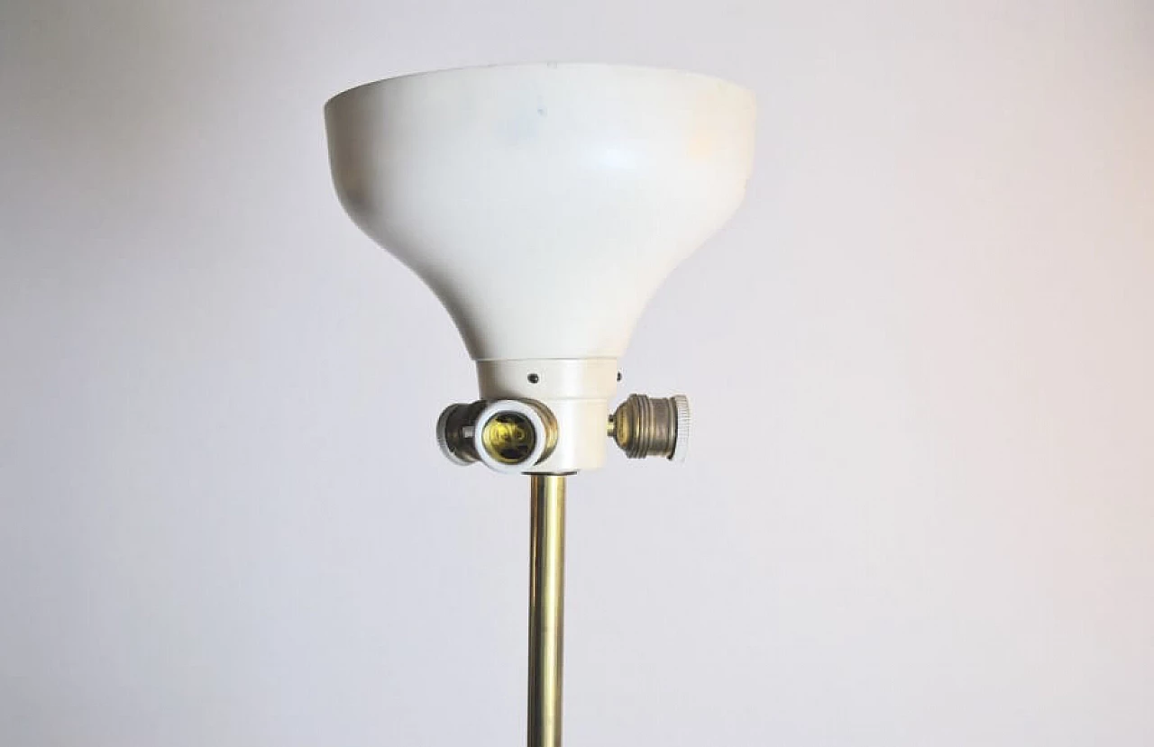 Floor lamp in aluminum, brass, glass and wood in the style of Fontana Arte, 50s 1227955