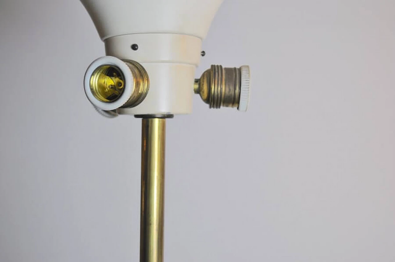 Floor lamp in aluminum, brass, glass and wood in the style of Fontana Arte, 50s 1227956