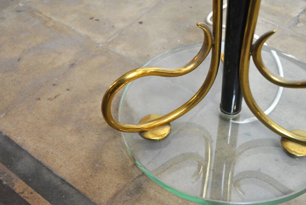 Floor lamp in aluminum, brass, glass and wood in the style of Fontana Arte, 50s 1227959