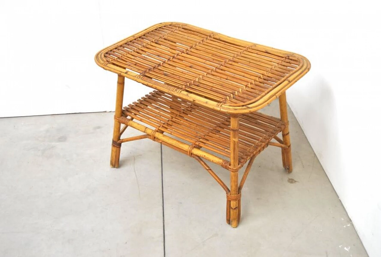 Coffee table in wicker and bamboo in the style of Bonacina, 60s 1228017
