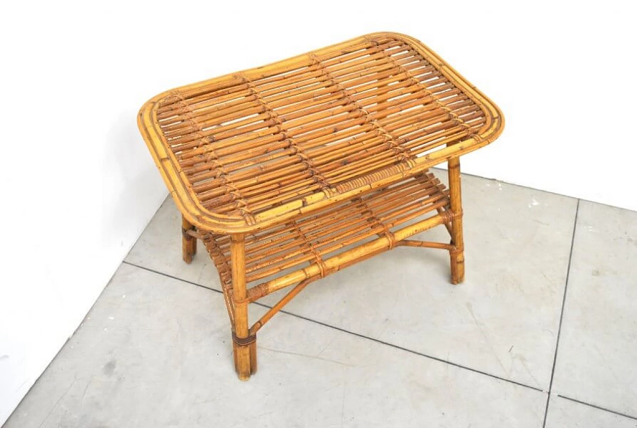 Coffee table in wicker and bamboo in the style of Bonacina, 60s 1228018