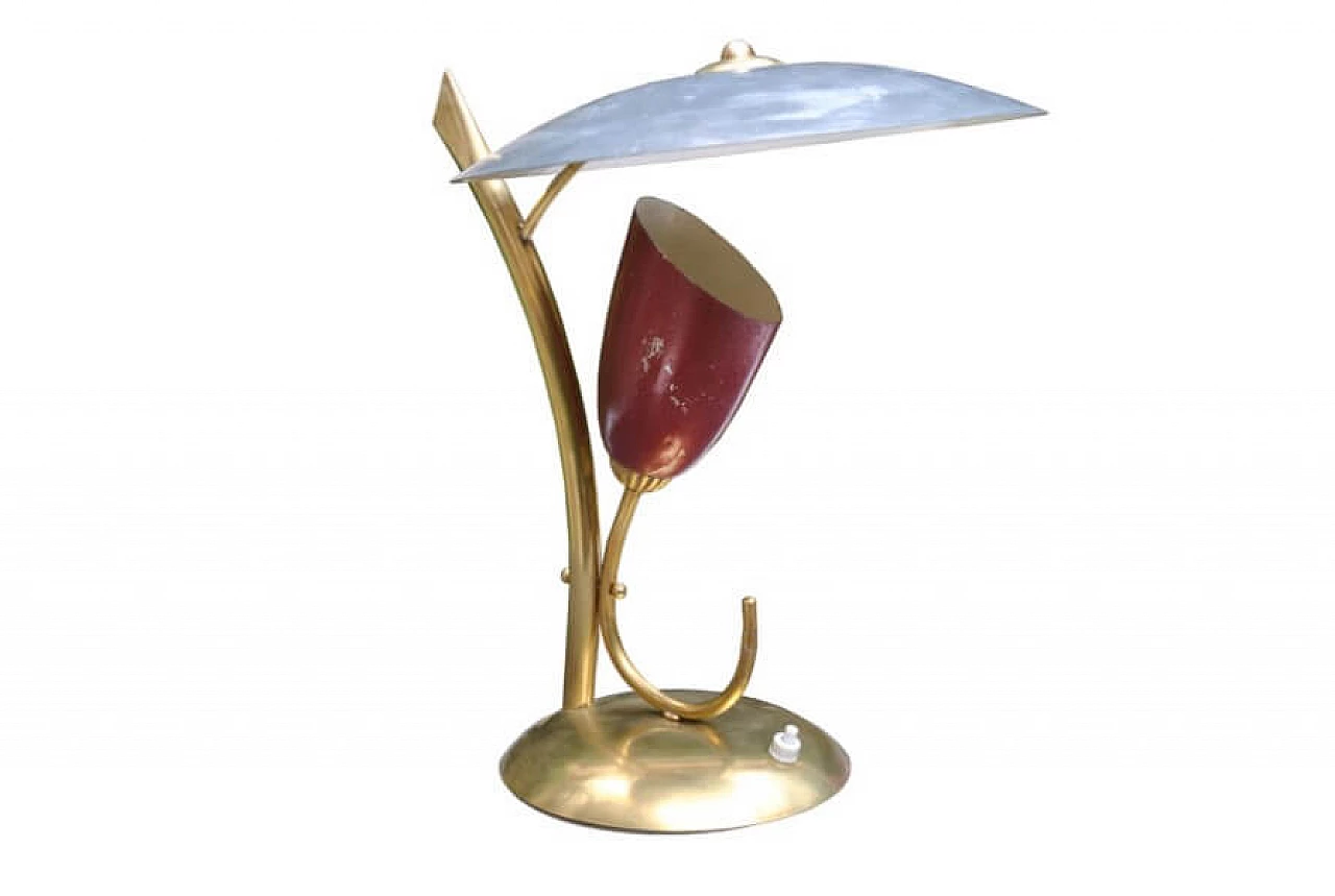 Lampada da tavolo in ottone e alluminio, anni '50 1228085