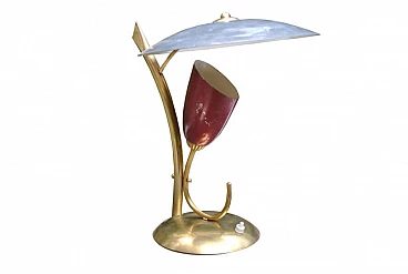 Table lamp in brass and aluminum, 50s