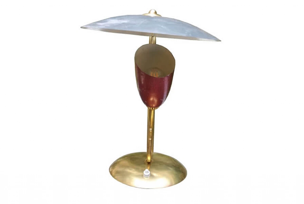 Lampada da tavolo in ottone e alluminio, anni '50 1228087