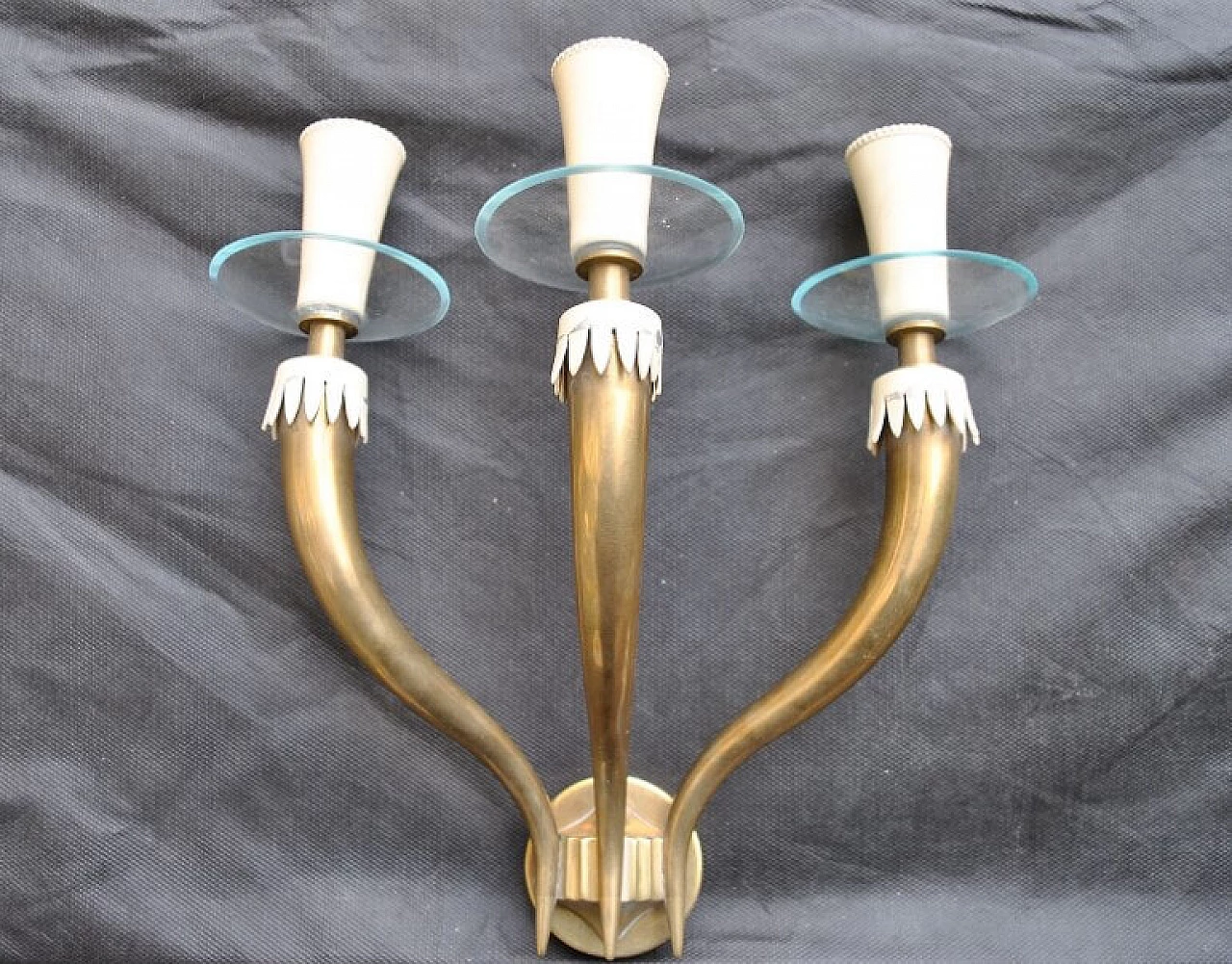 Applique in ottone e vetro di Gio Ponti per Fontana Arte, anni '50 1228142