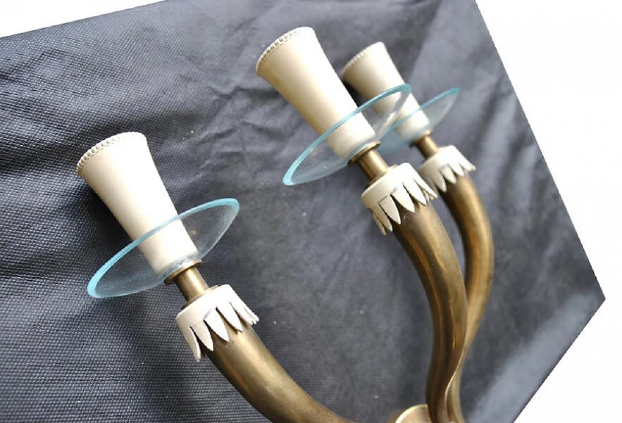 Applique in ottone e vetro di Gio Ponti per Fontana Arte, anni '50 1228143