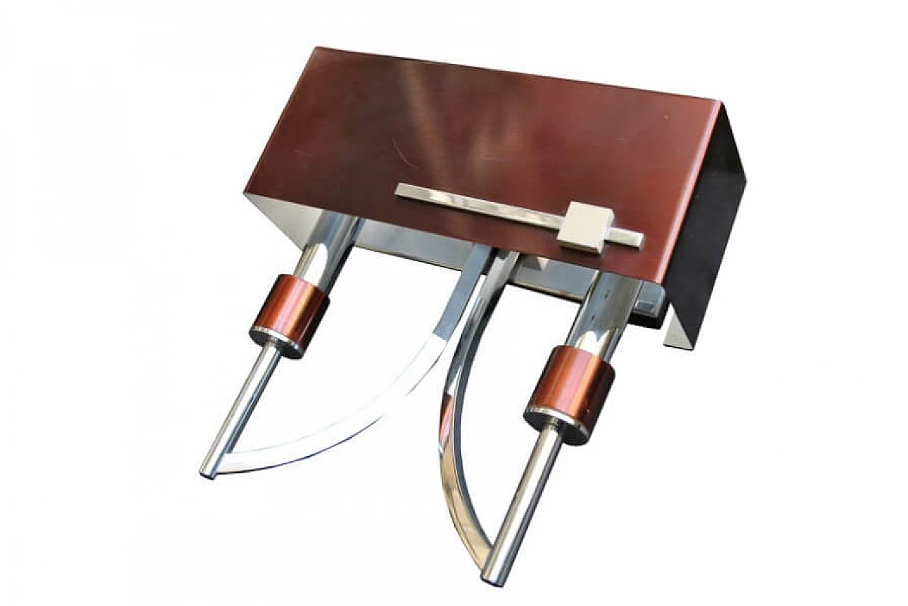 Pair of wall lamps in iron and steel by Stilnovo, 60s 1228379