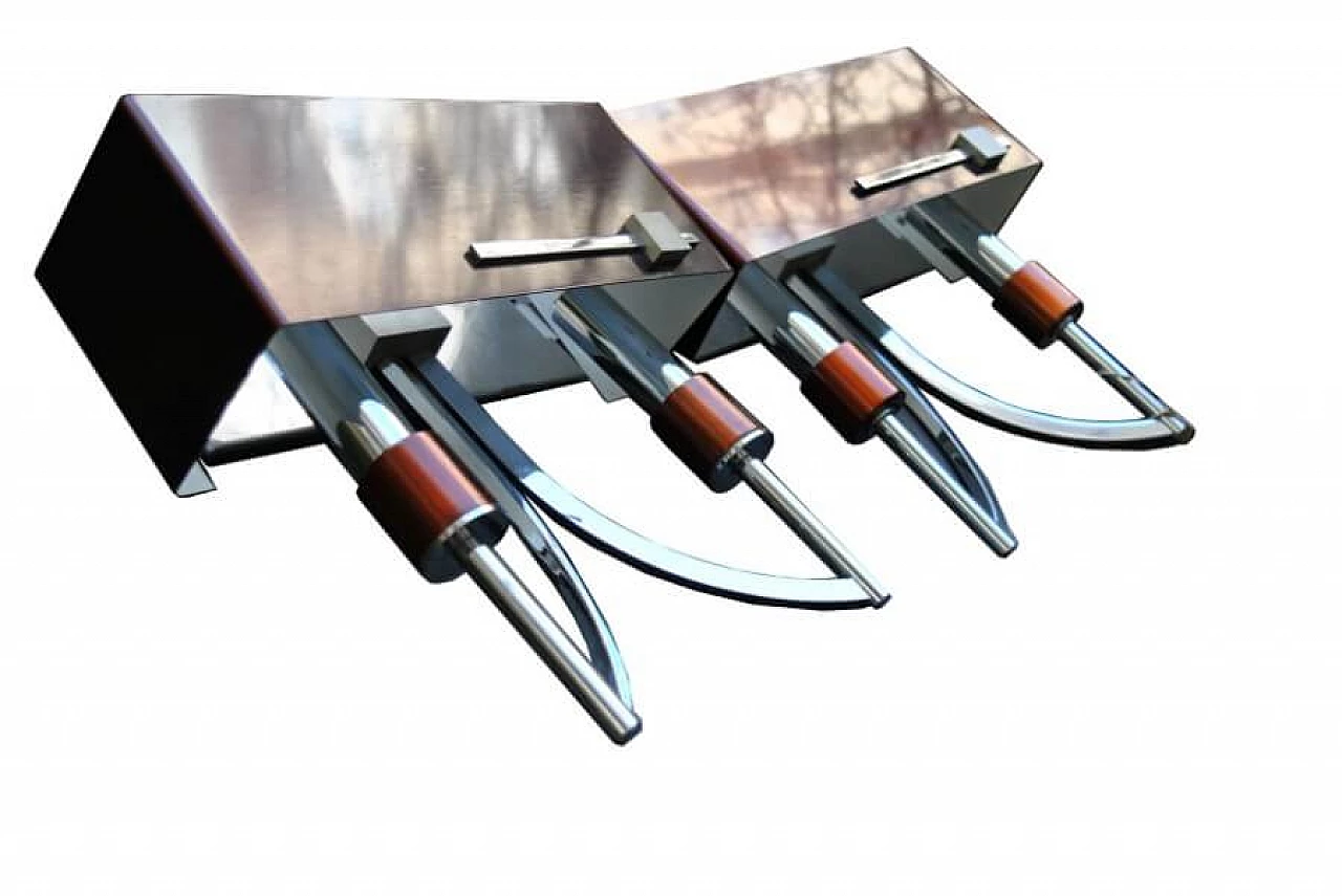 Pair of wall lamps in iron and steel by Stilnovo, 60s 1228383