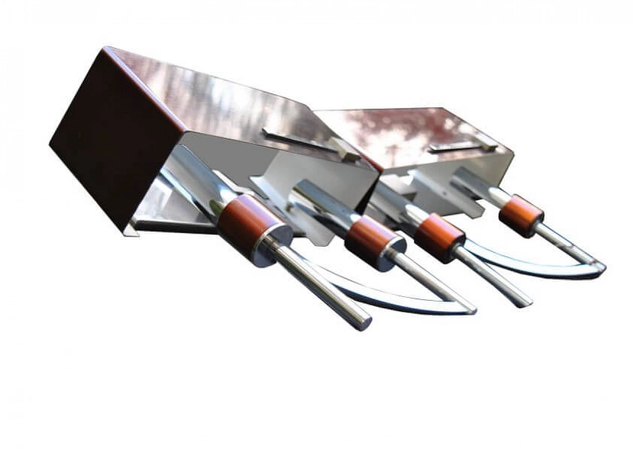 Pair of wall lamps in iron and steel by Stilnovo, 60s 1228384