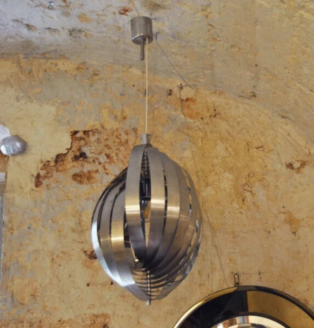 Spiral chandelier in steel by Henri Mathieu, 70s 1228465