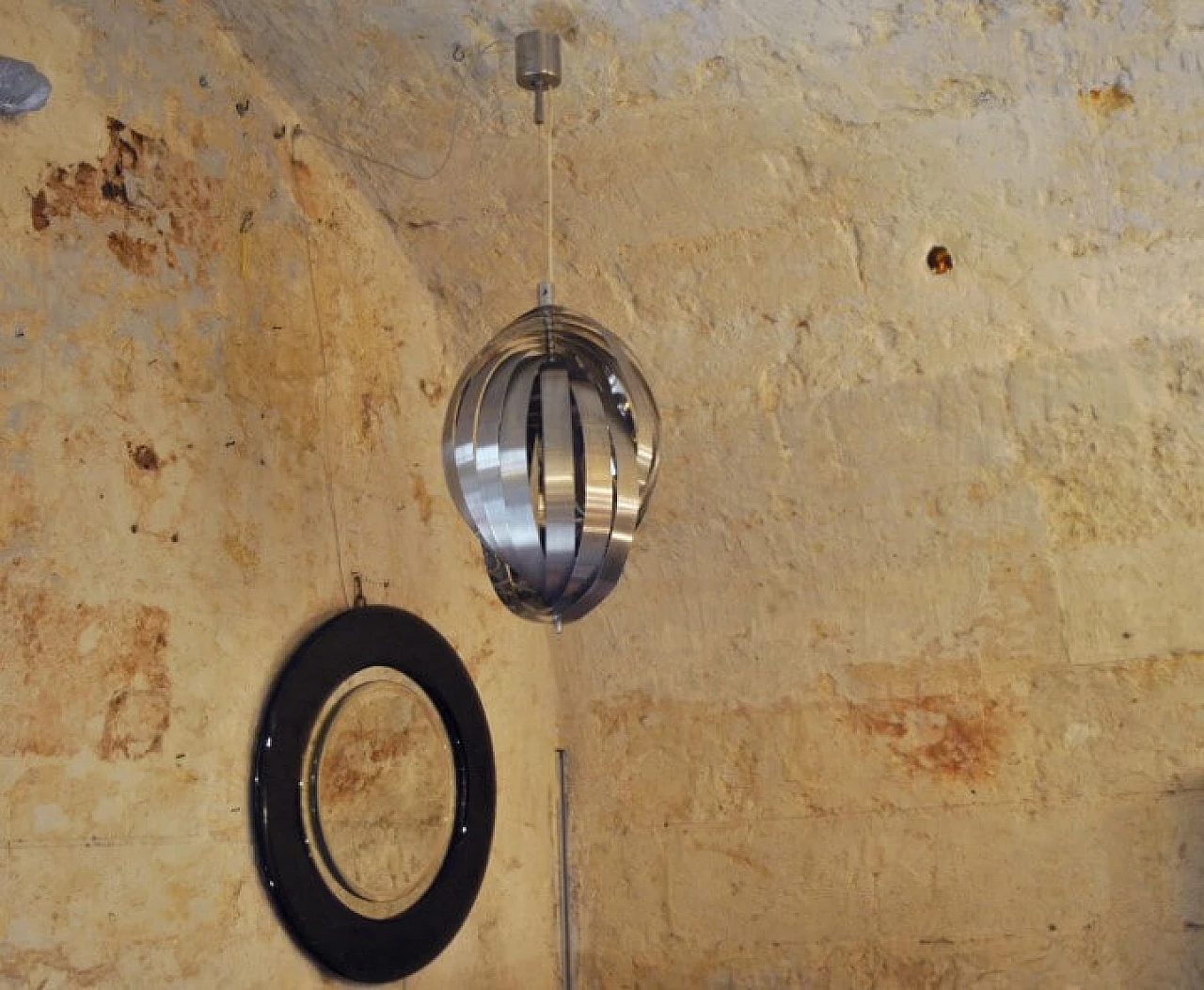 Spiral chandelier in steel by Henri Mathieu, 70s 1228466