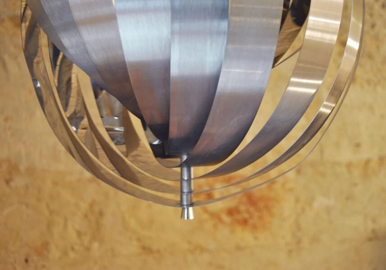 Spiral chandelier in steel by Henri Mathieu, 70s 1228468