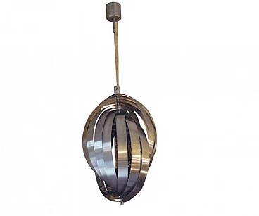 Spiral chandelier in steel by Henri Mathieu, 70s