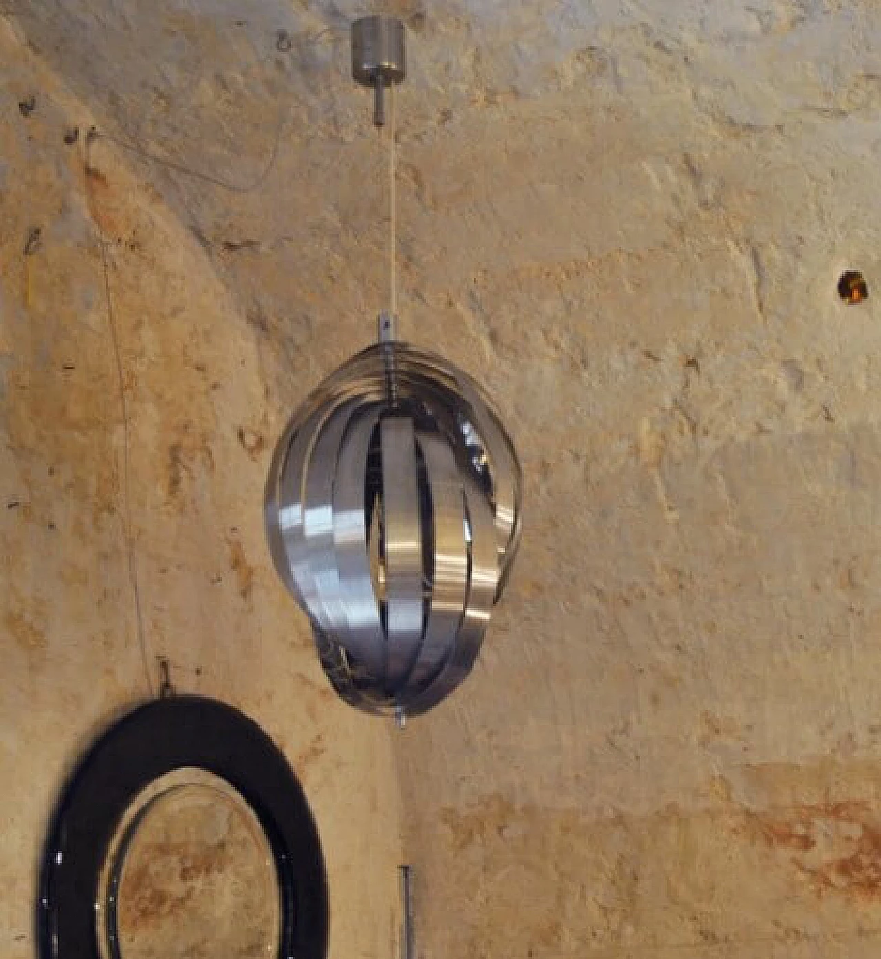 Spiral chandelier in steel by Henri Mathieu, 70s 1228472