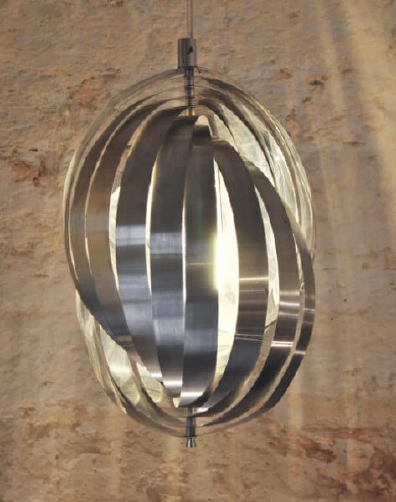Spiral chandelier in steel by Henri Mathieu, 70s 1228473