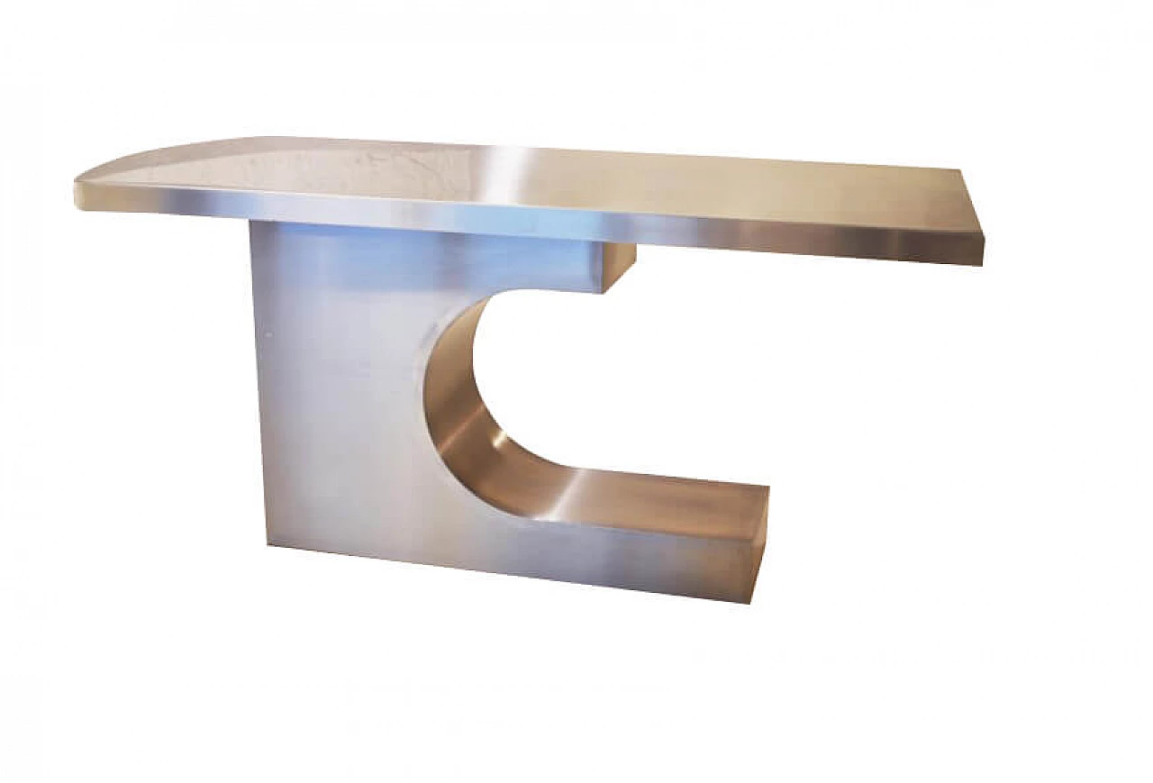 Space Age table in steel and compressed wood by Pierre Cardin, 70s 1228541