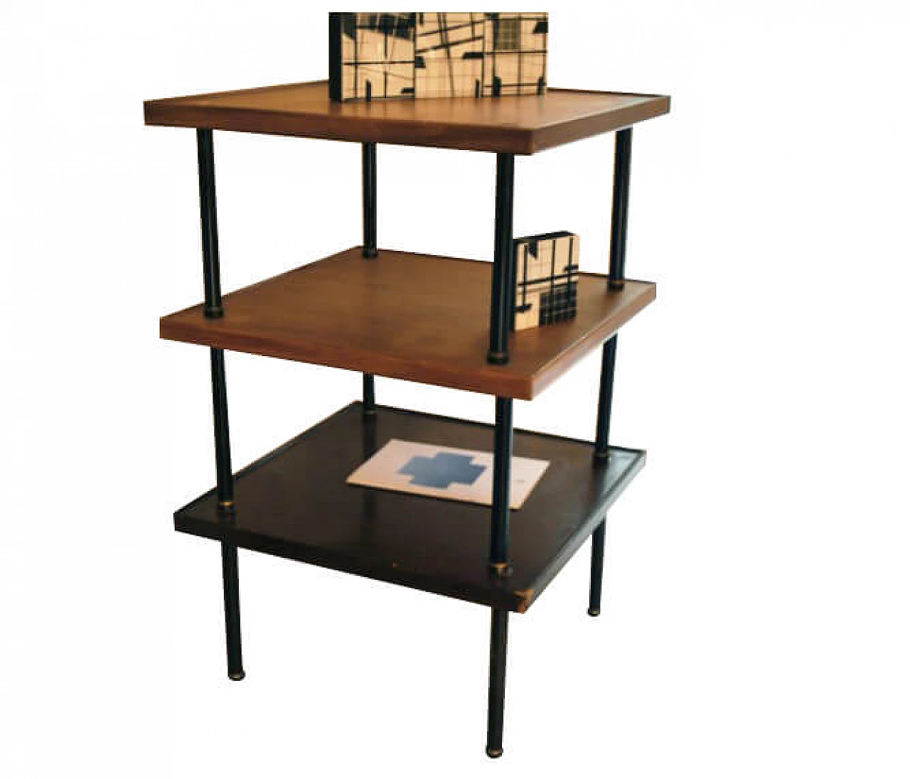 Walnut and brass coffee table by Fabrizio Bruno for Klan, 1950s 1228863