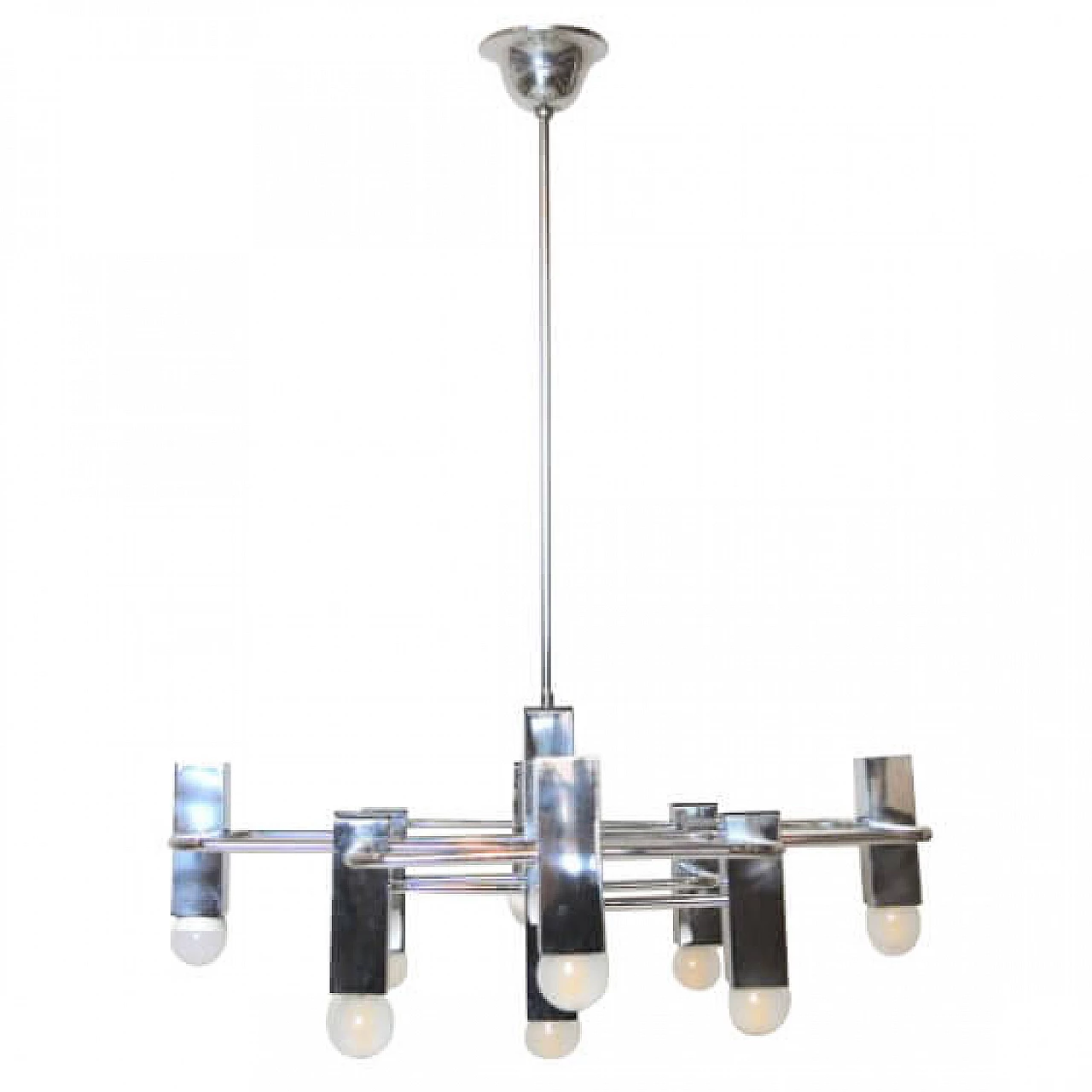 Chandelier in steel by Gaetano Sciolari for Boulanger, 70s 1228865