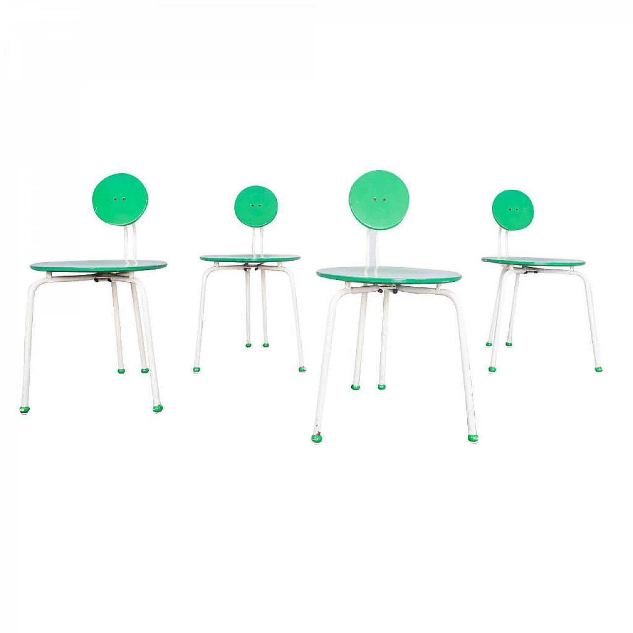 4 Green wooden chairs Memphis style, 70s 1228875