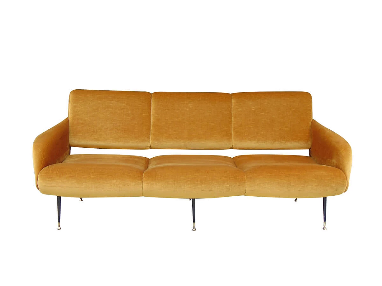 Ochre velvet sofa, 1960s 1228941