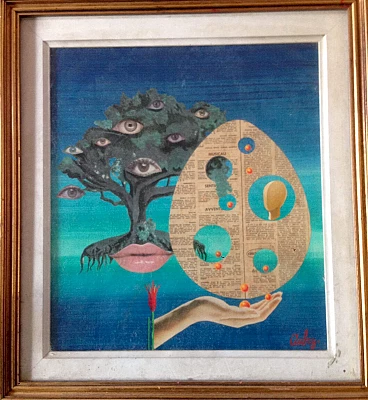 Surrealist painting by Aubry Surfanta, Italy, 60s