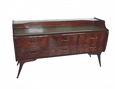 Mahogany feather chest of drawers, 1950s