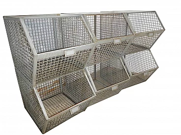 Industrial Wire mesh container with 2 compartments originally for shoe factory, 70s