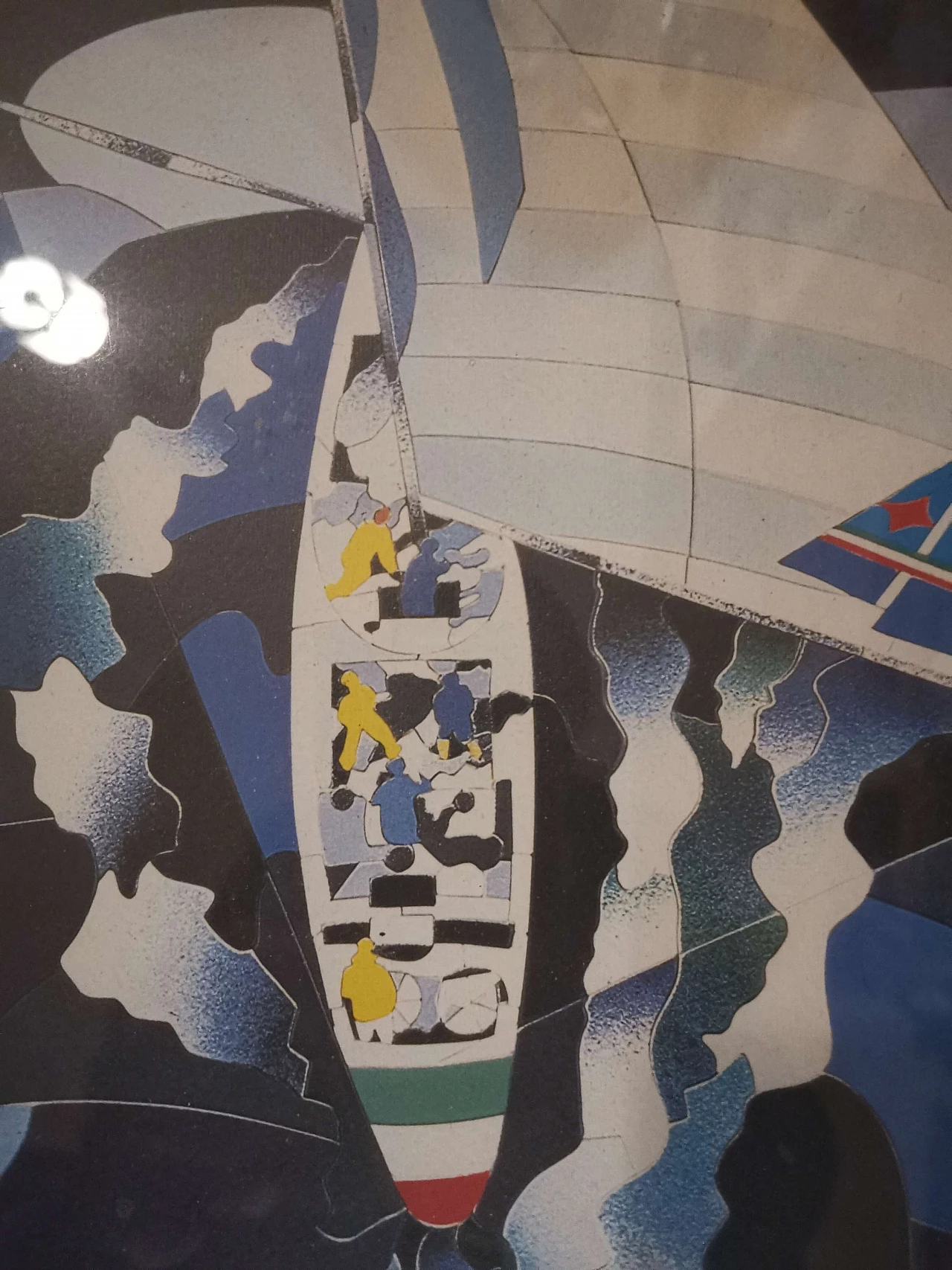 First edition poster by Ugo Nespolo with Italian sailing boat Azzurra 1229466