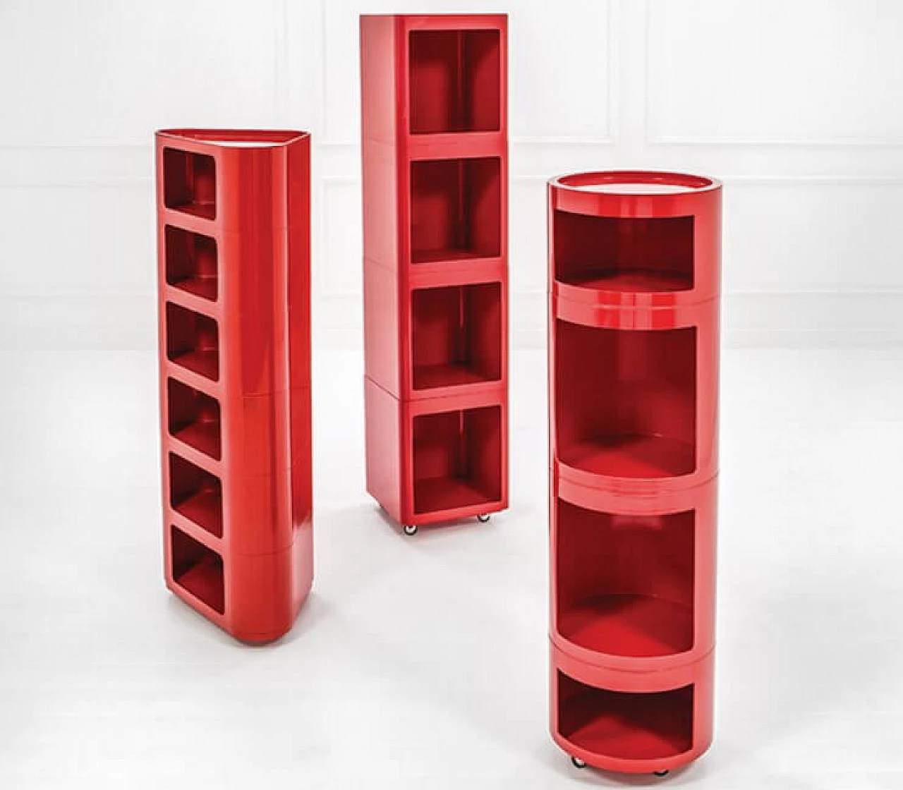 Valletto cylindrical stackable shelves by Castiglioni, Caviraghi and Lanza for Valenti, 70s 1229571